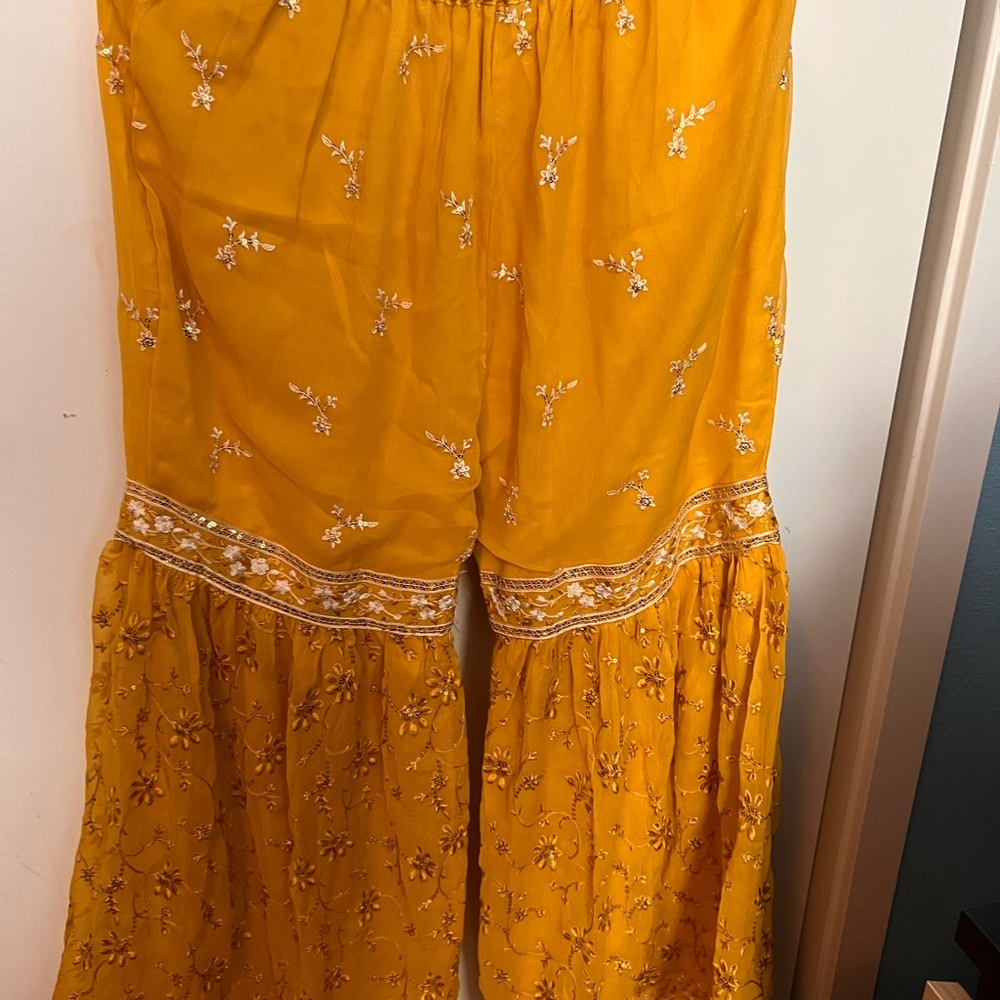 Yellow gharara with white work (bottom only)